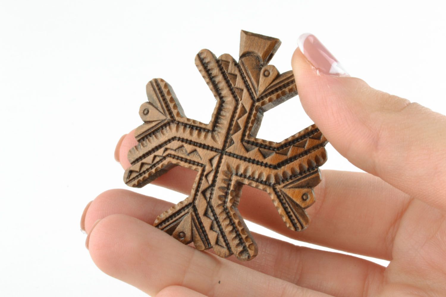 Croce di legno fatta a mano crocetta intagliata in legno design originale foto 5