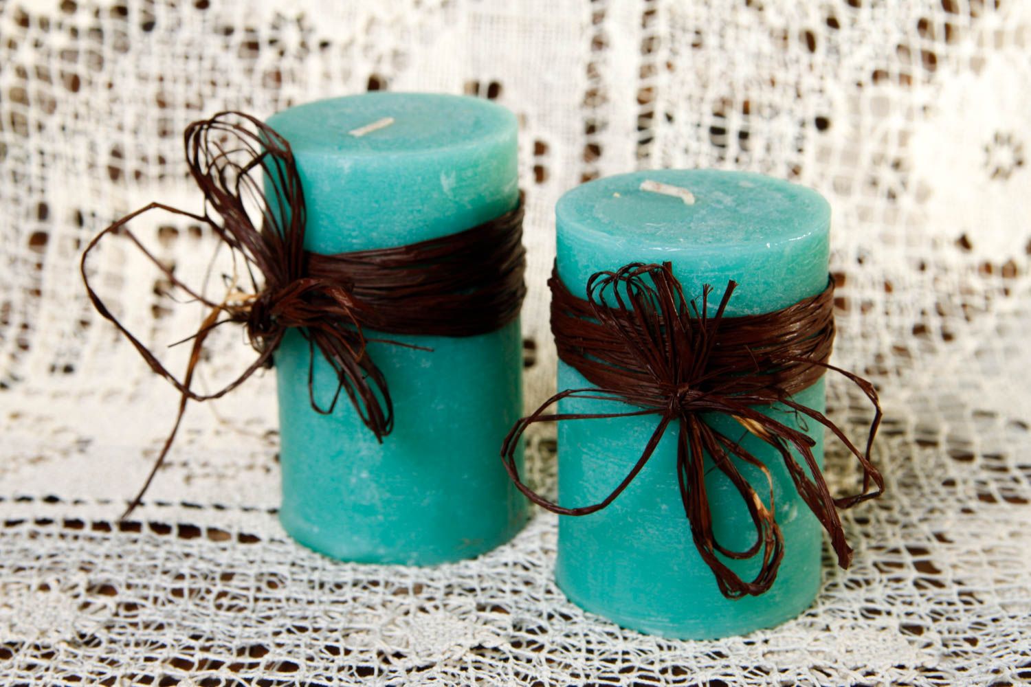 Handmade blaue dekorative Kerzen aus Paraffin Haus Deko Designer Kerzen 2 Stück foto 1