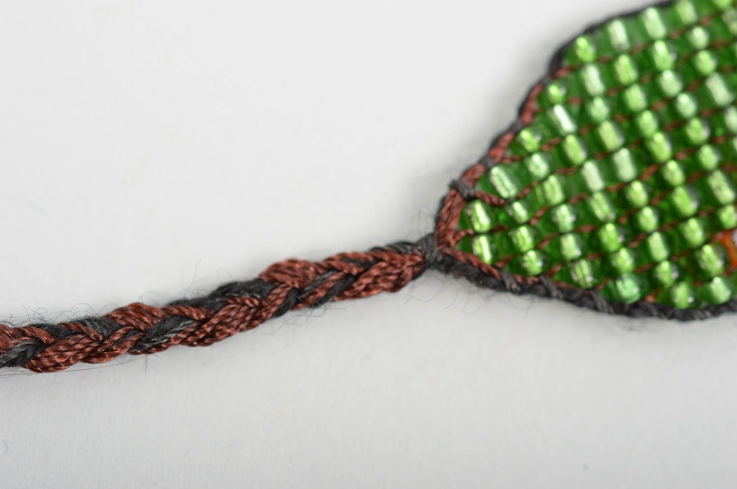Браслет ручной работы зеленый браслет из бисера модная бижутерия красивая фото 3