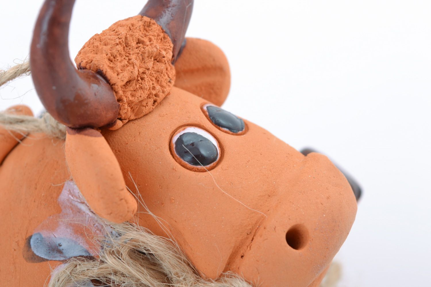 Campanello decorativo fatto a mano mucca in ceramica souvenir in terracotta foto 4