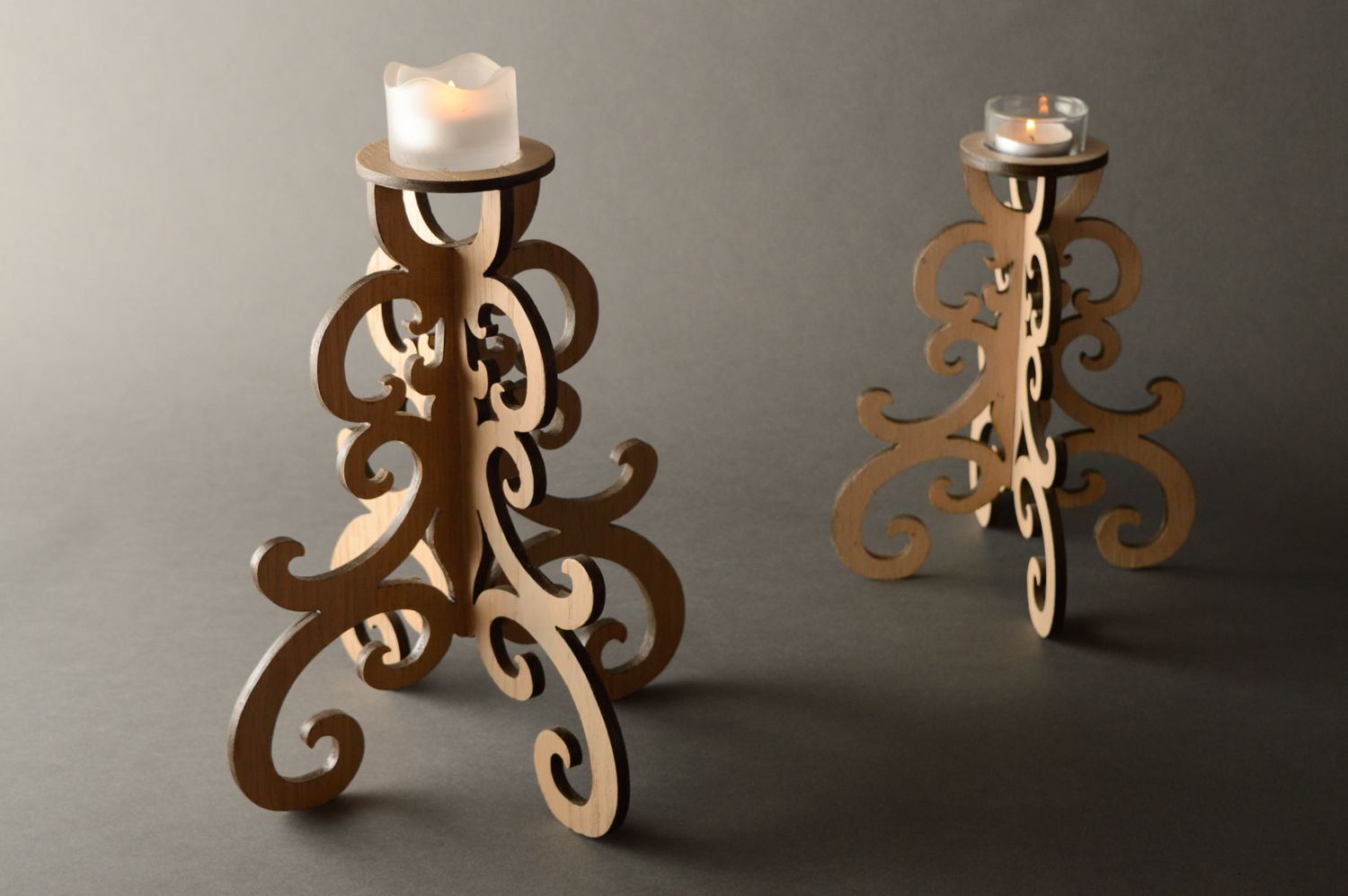 Teelicht Kerzenhalter aus Holz foto 4