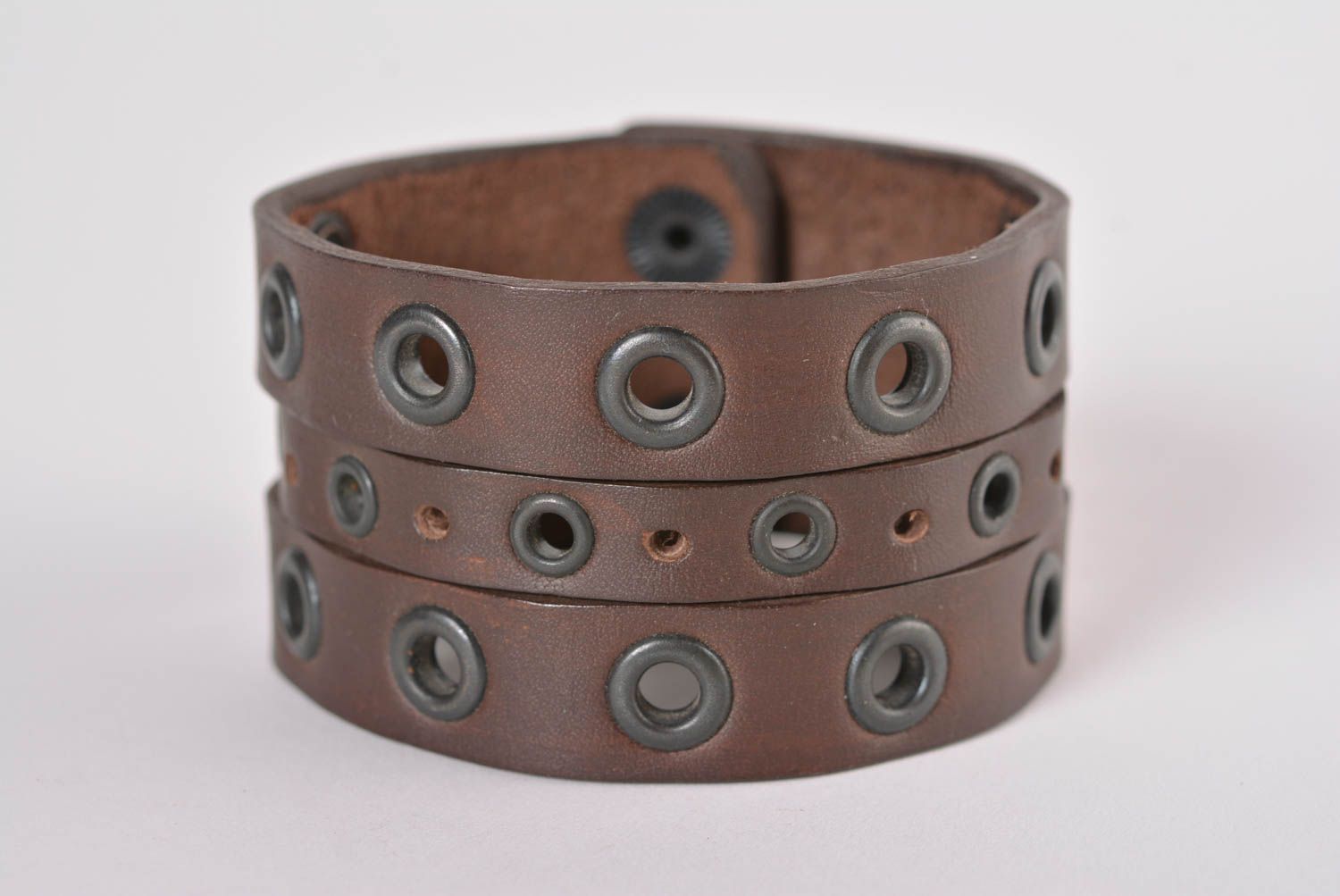 Handmade designer brown bracelet genuine leather bracelet unusual jewelry photo 1