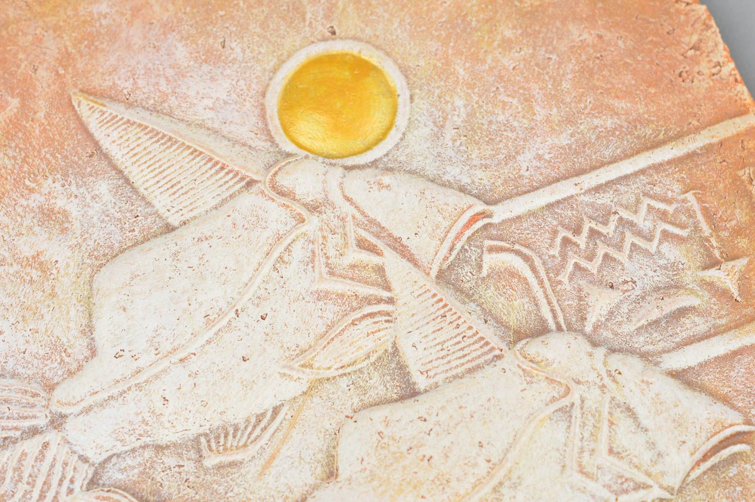 Керамическая плитка зодиакальное панно с изображением рыб из глины ручная работа фото 5