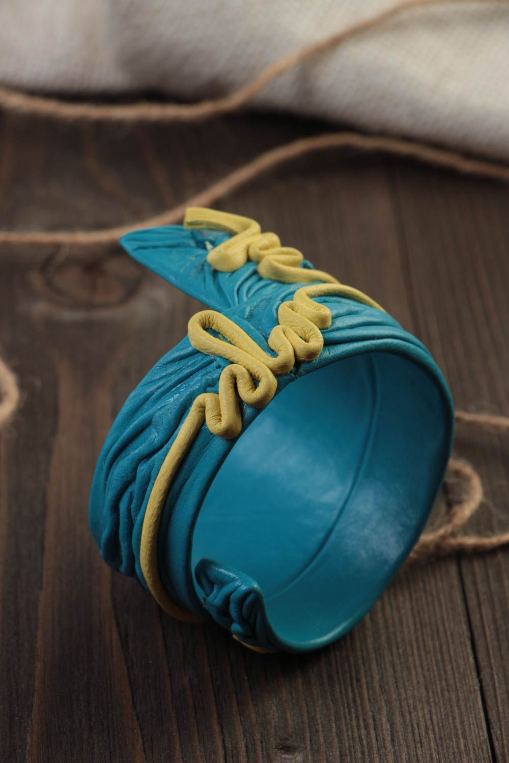 Originelles blaues Armband aus Leder handmade stilvoll für Frauen Geschenk foto 1