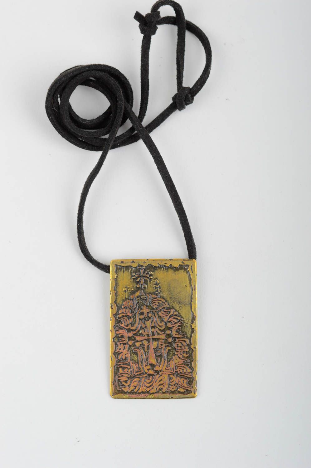 Handmade unusual metal pendant designer brass accessory elegant pendant photo 2