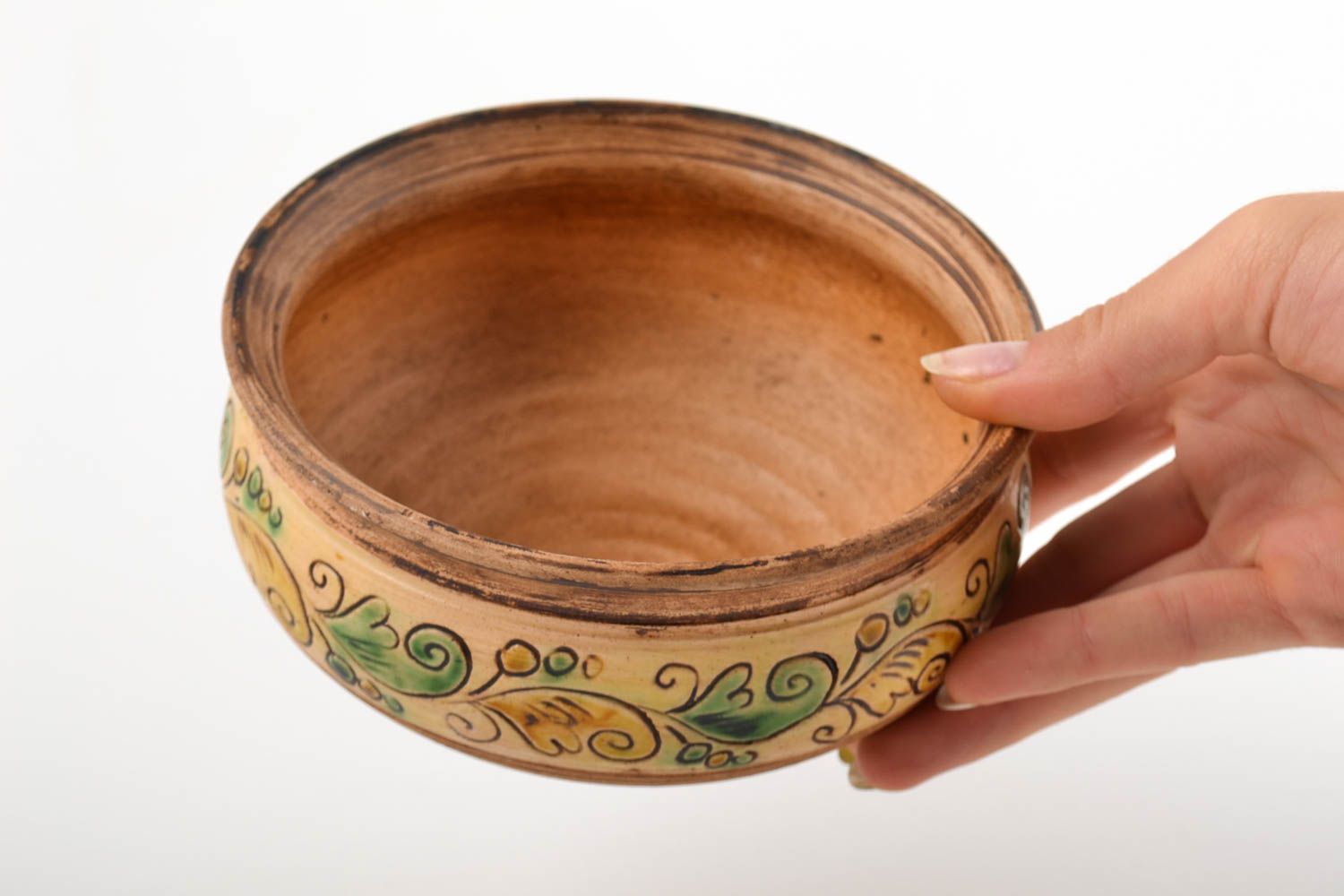 Cuenco de cerámica pintado hecho a mano vasija de barro elemento decorativo foto 4