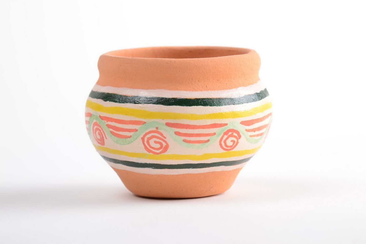 Декоративная глиняная вазочка с росписью акриловыми красками ручной работы фото 2