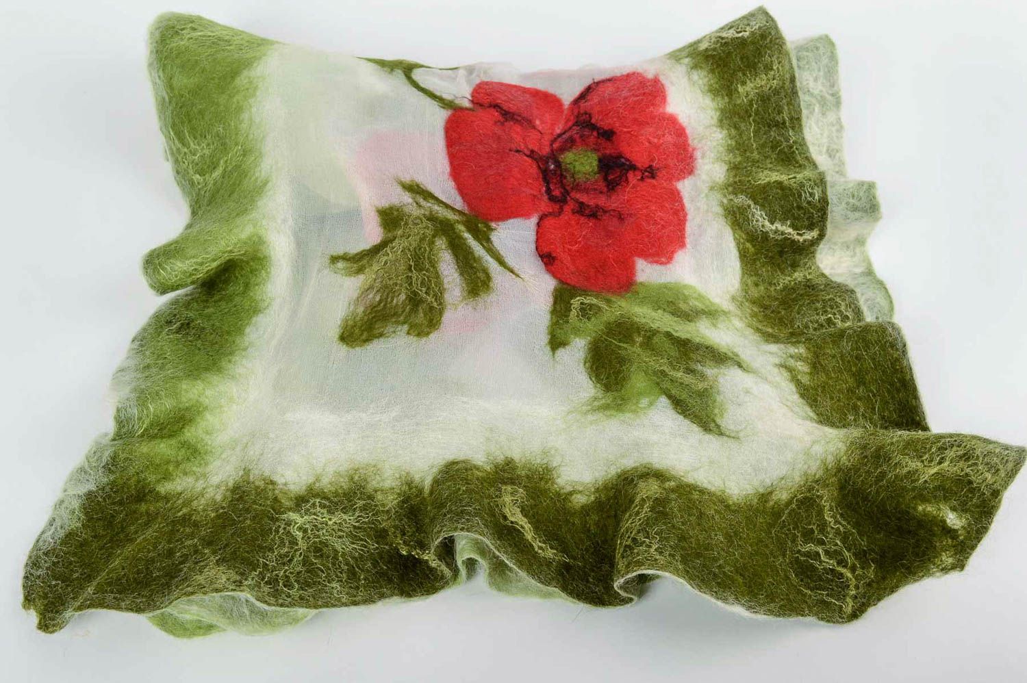 Beautiful handmade silk scarf felted wool scarf cool accessories gifts for her photo 3