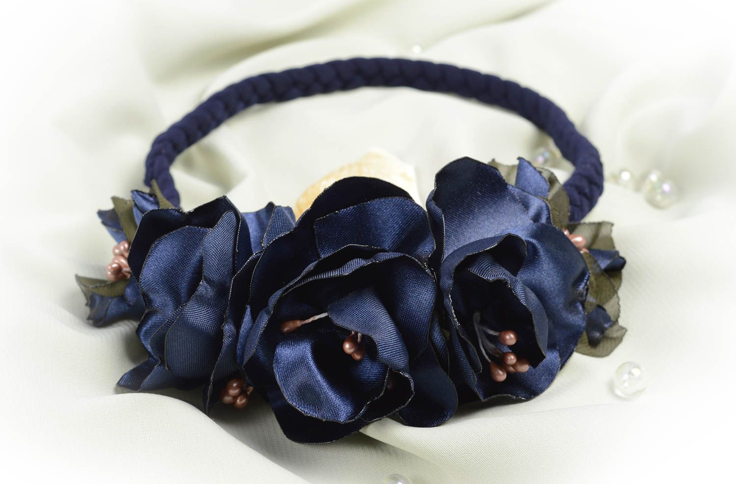 Аксессуар для волос handmade повязка для девочки синяя повязка для волос фото 1