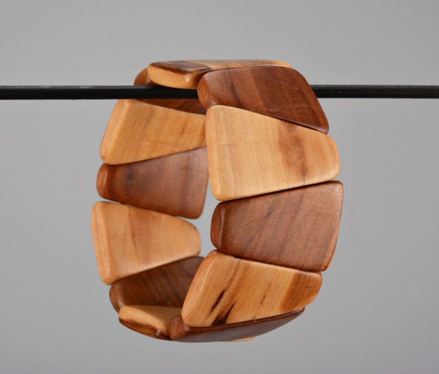 Bracciale di legno fatto a mano braccialetto marrone braccialetto da polso
 foto 3
