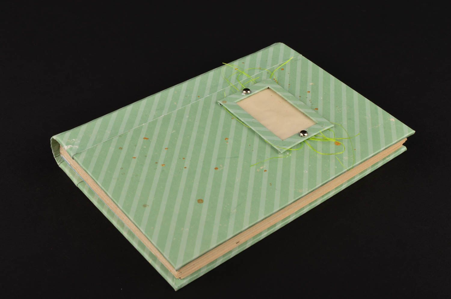 Bloc de notas hecho a mano verde a rallas agenda personalizada regalo original foto 1