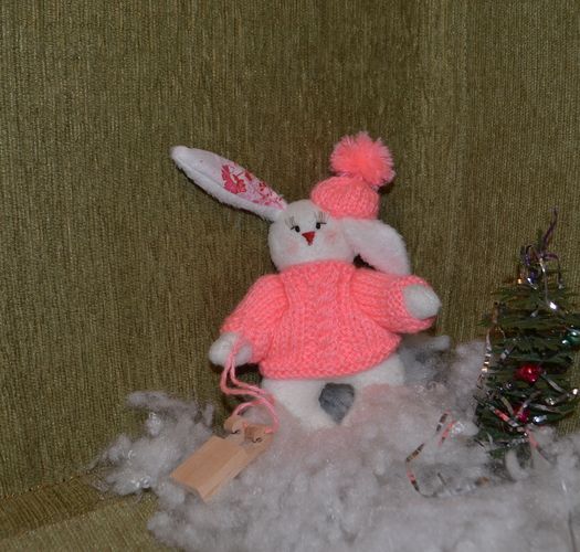 Handmade soft toy hare in sweater children's gift photo 4