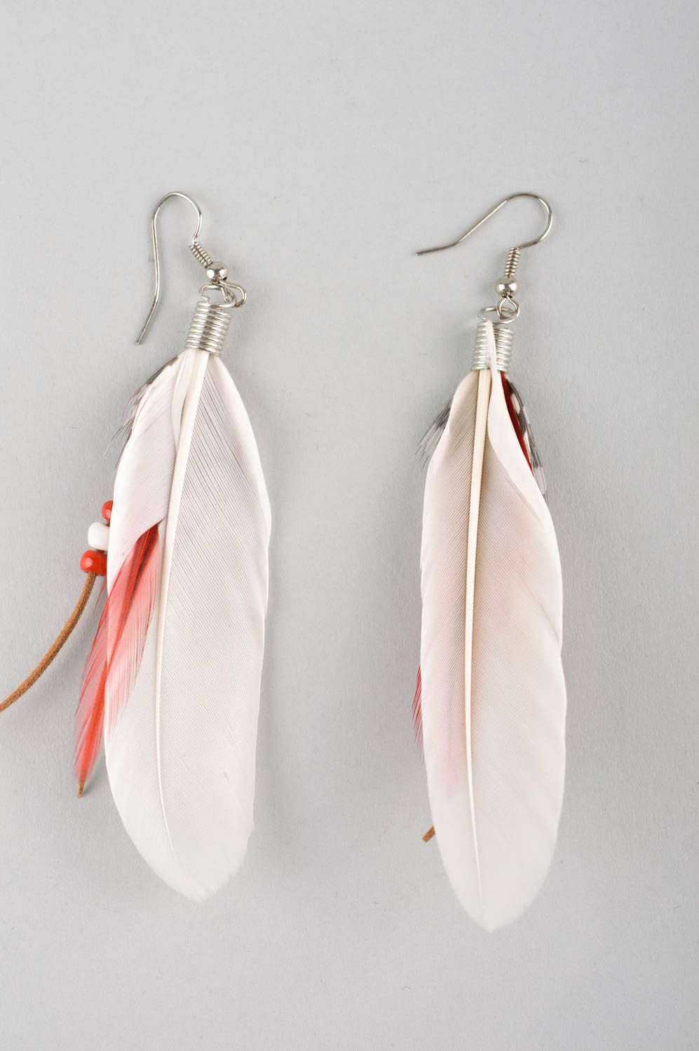 Feather earrings with charms stylish accessories feather jewelry summer jewelry photo 4