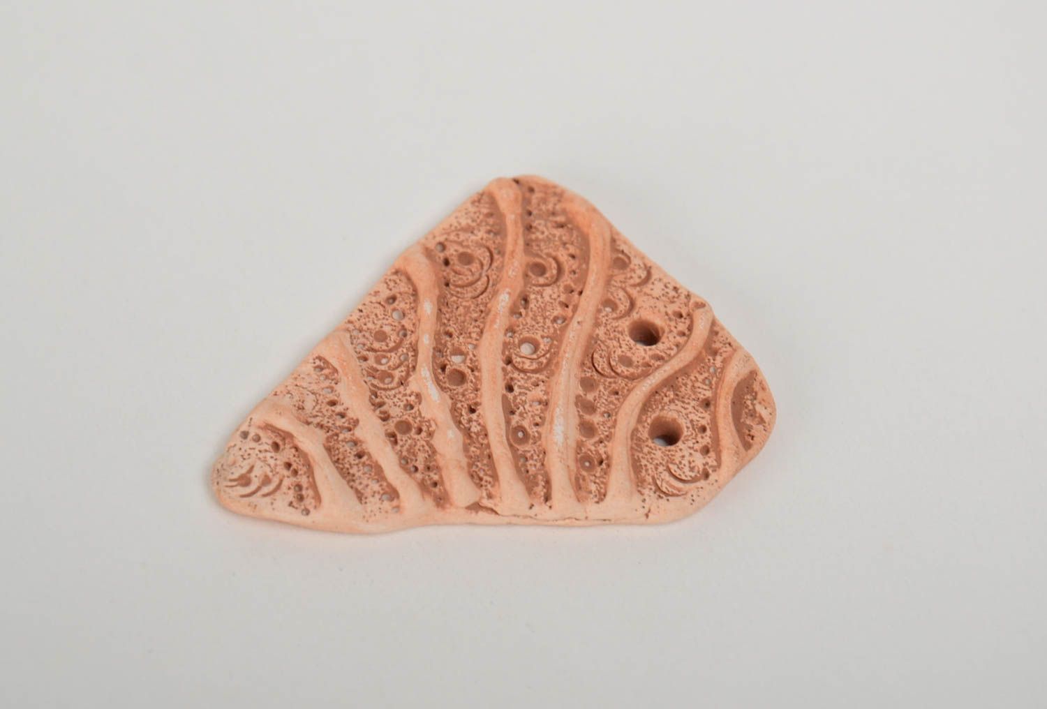 Homemade designer ceramic pendant of unusual shape for creative work photo 4