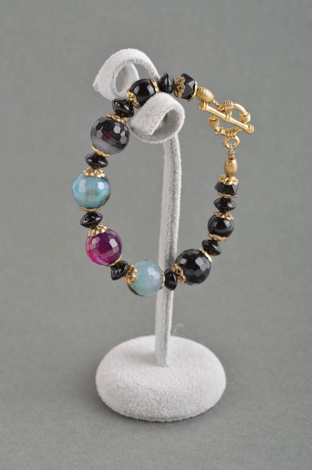 Dark beads charm bracelet for women photo 1