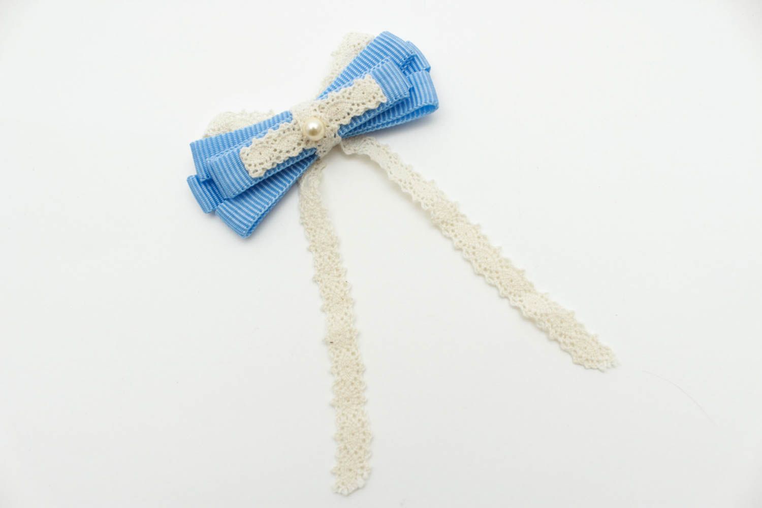 Handmade designer brooch stylish blue accessory textile brooch present photo 3