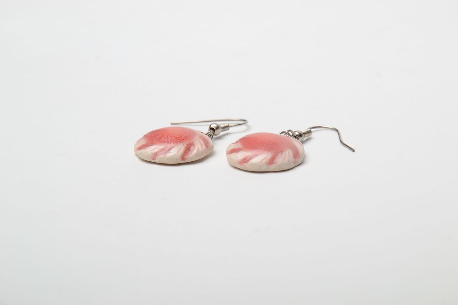 Round colorful ceramic earrings photo 4