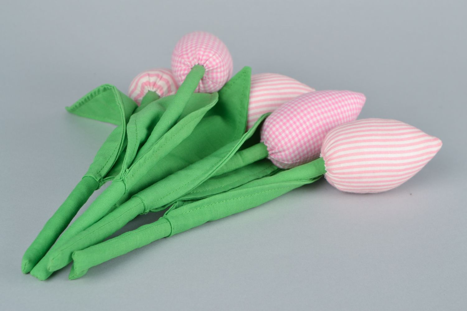 Bouquet of artificial fabric flowers Tulips 5 items photo 4