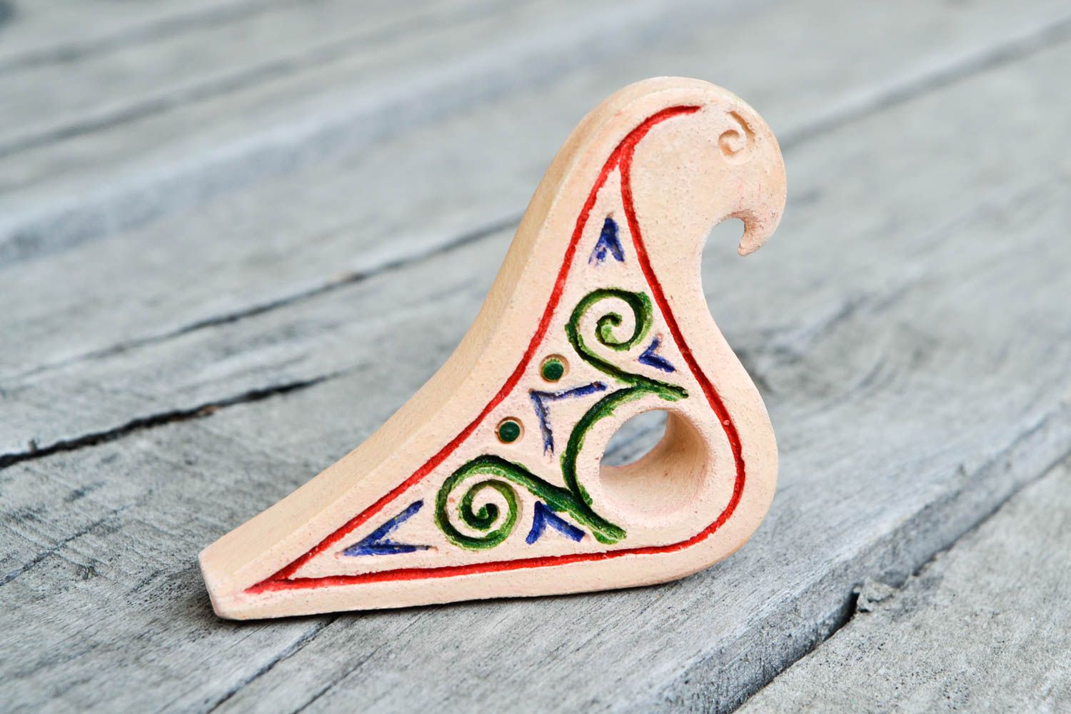 Silbato artesanal de arcilla regalo para niños instrumento de viento pájaro foto 1