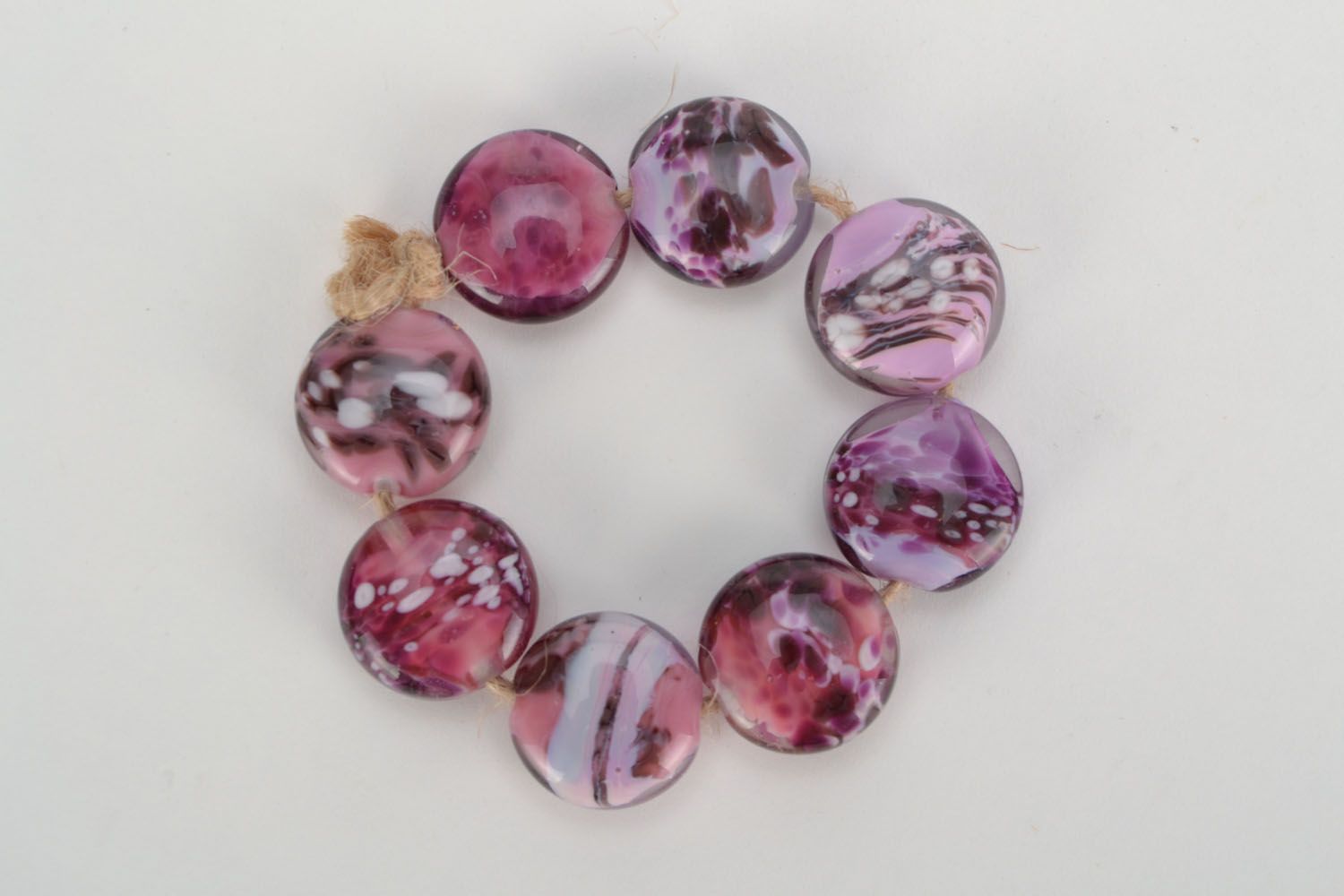 Handmade violet glass beads photo 1
