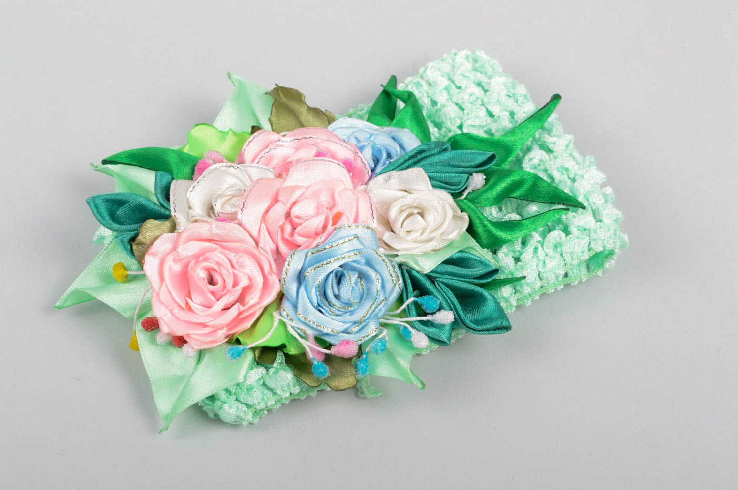 Handmade Haarband mit Blumen Haarband für Kinder Mode Accessoire stilvoll  foto 2
