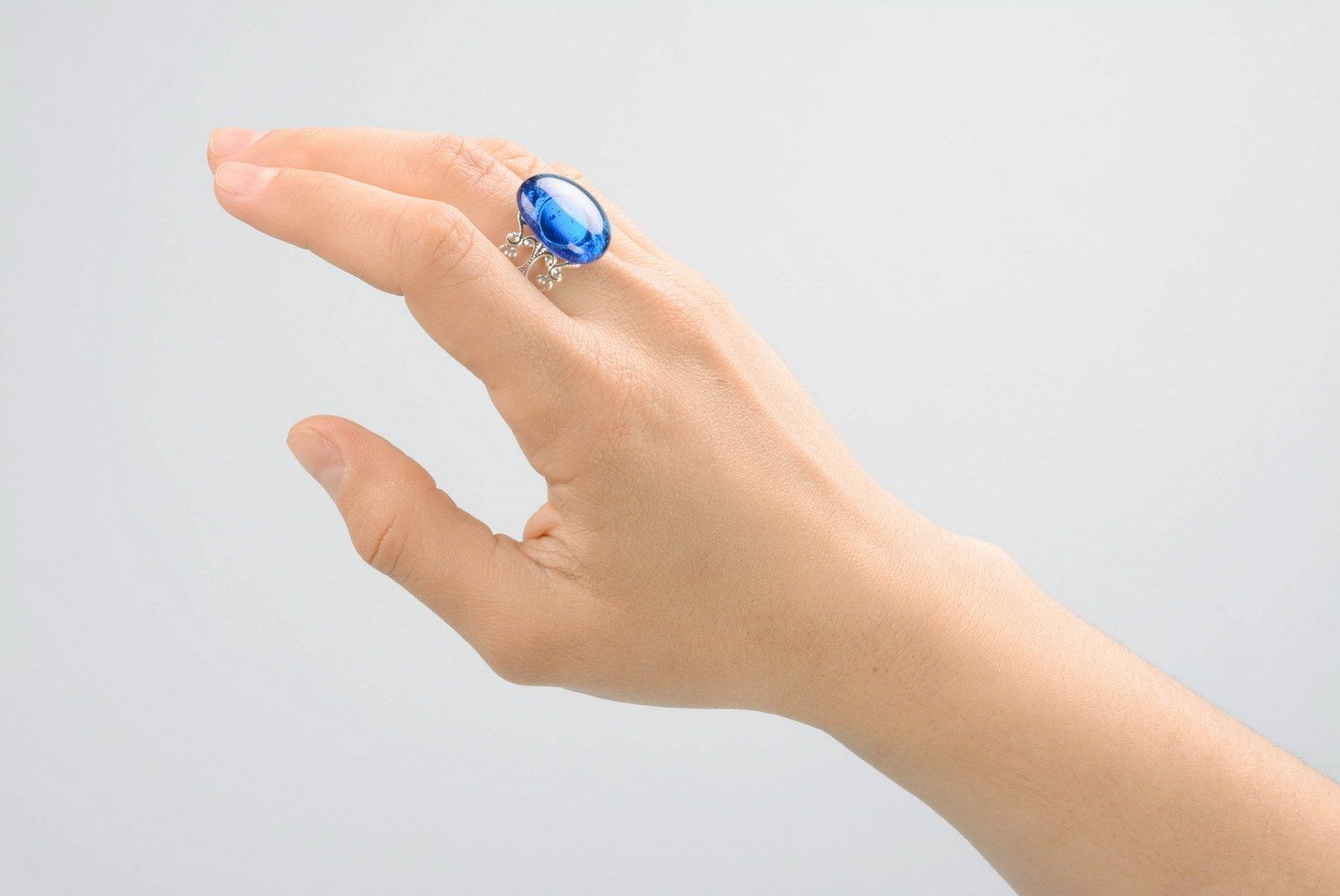 Кольцо ажурное из фьюзинг стекла Перстень королевы фото 3