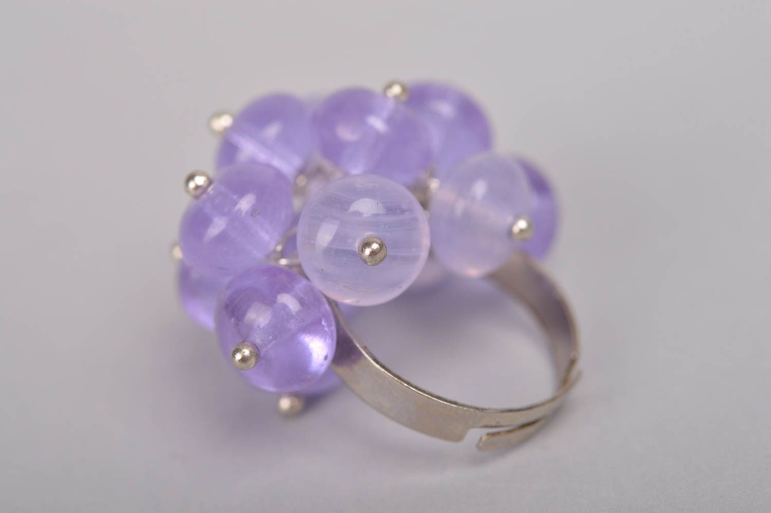 Ring Schmuck handgemachter Schmuck Ring für Damen aus Glasperlen in Pastellton foto 4