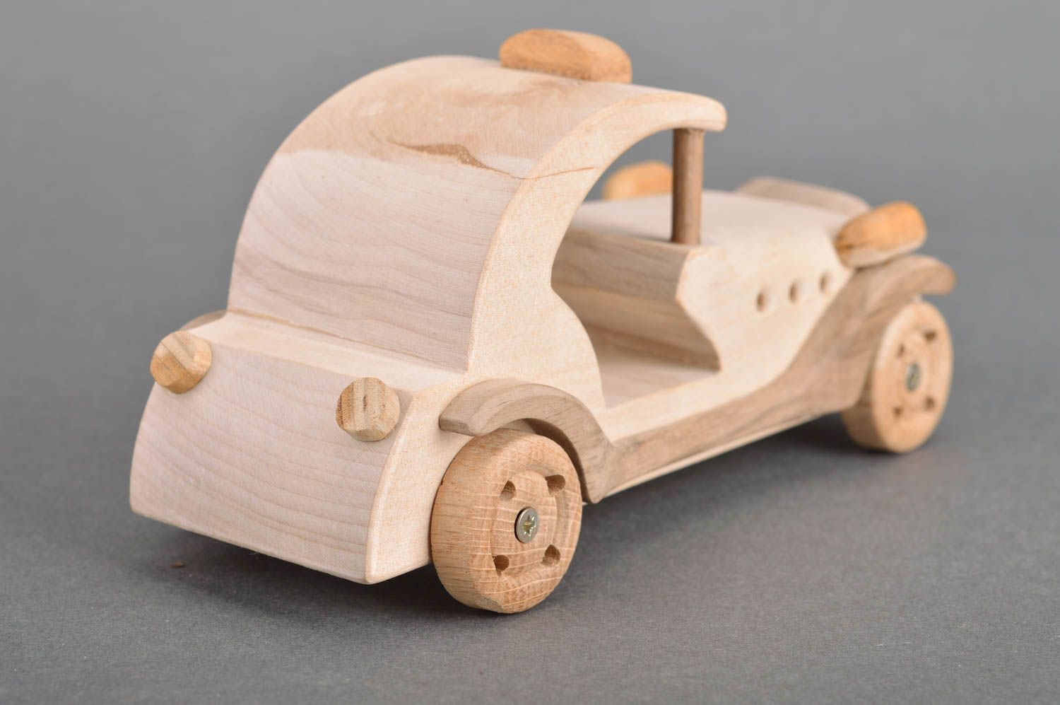 Unusual handmade designer children's wooden toy retro car for kids over 6 years photo 5
