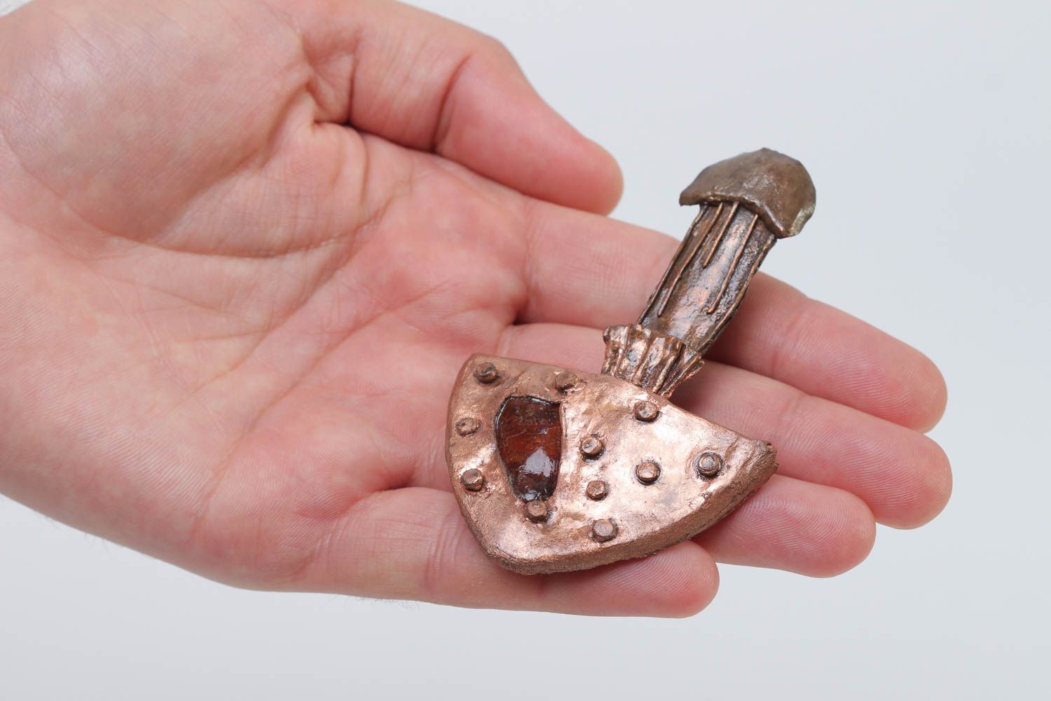 Unusual handmade copper brooch metal brooch jewelry contemporary jewelry photo 5