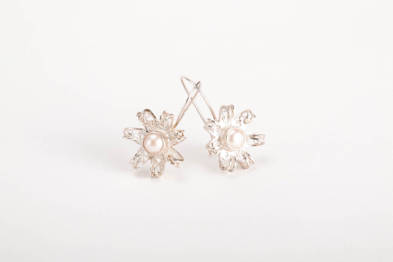 Handmade Ohrringe für Damen Silberschmuck Ohrringe silberne Ohrhänger Blumen  foto 4