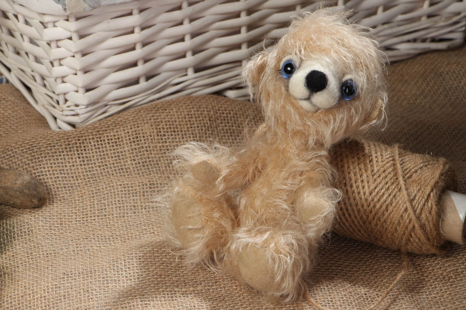 Designer wool toy for home Bear photo 5