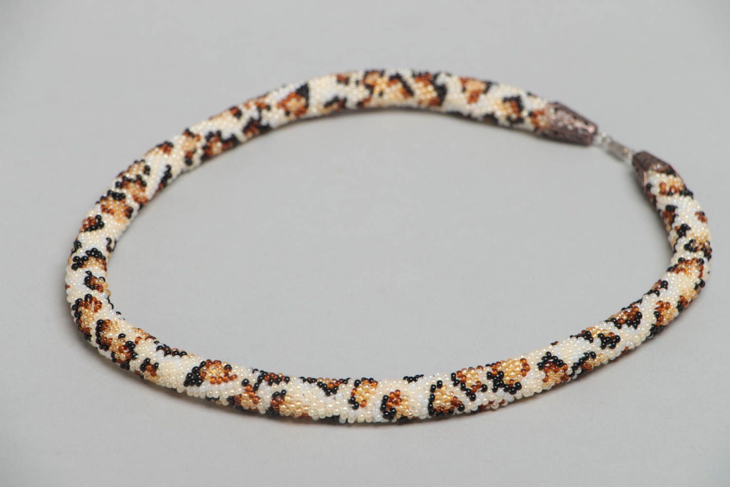 Collier spirale en perles de rocaille fait main bijou pour femme Léopard photo 3
