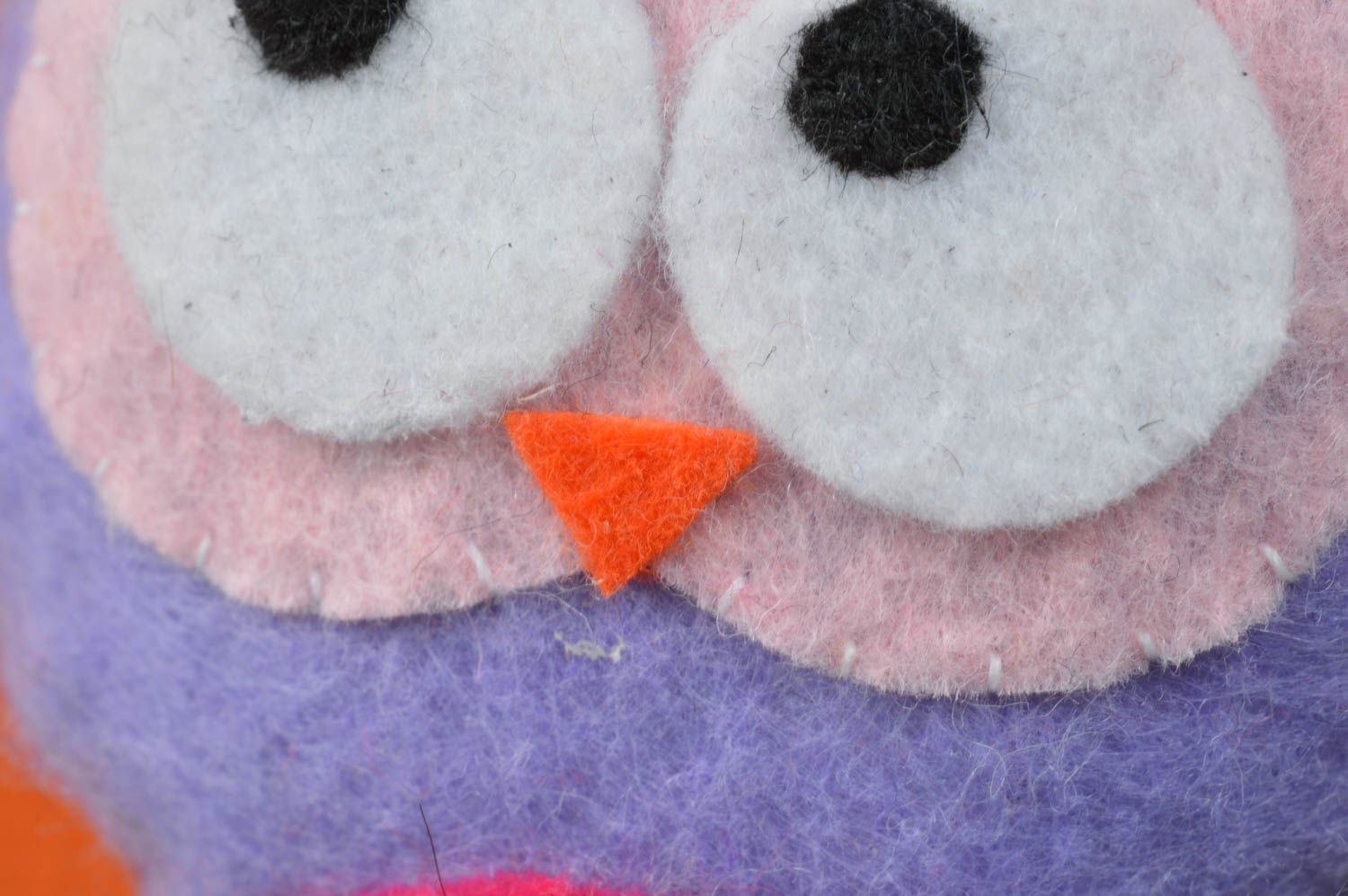 Unusual handmade felt soft bookmark of purple color in the shape of owl photo 4