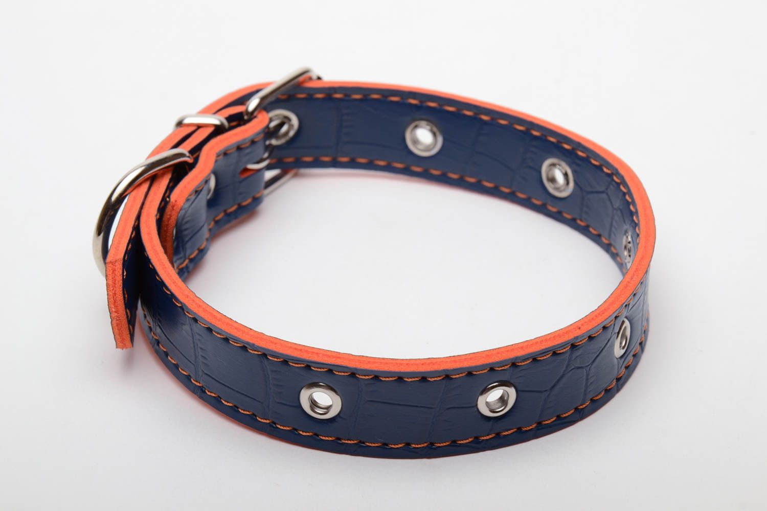 Leder Halsband für Hund in Blau foto 3