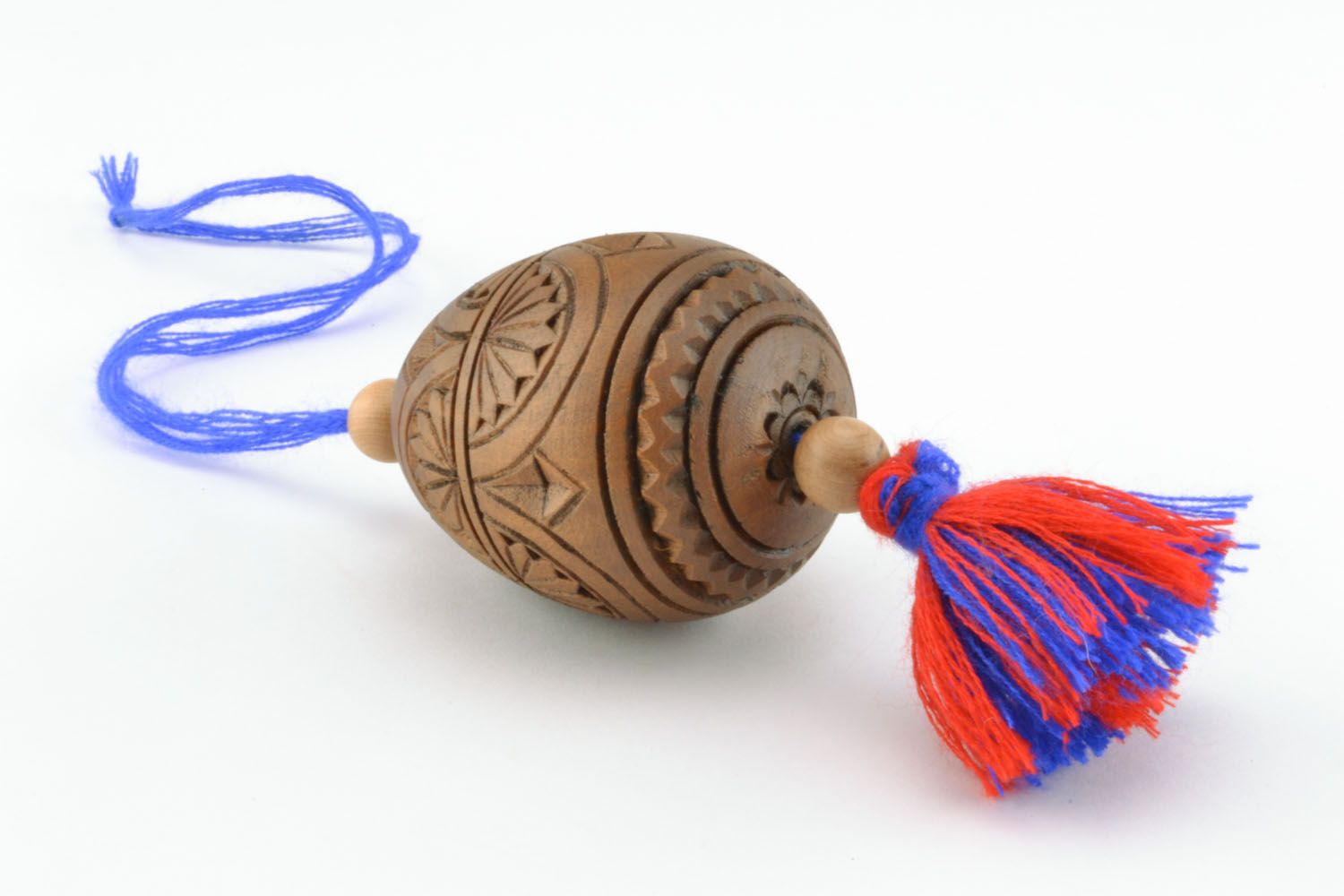 Carved wooden egg in the form of interior pendant photo 4