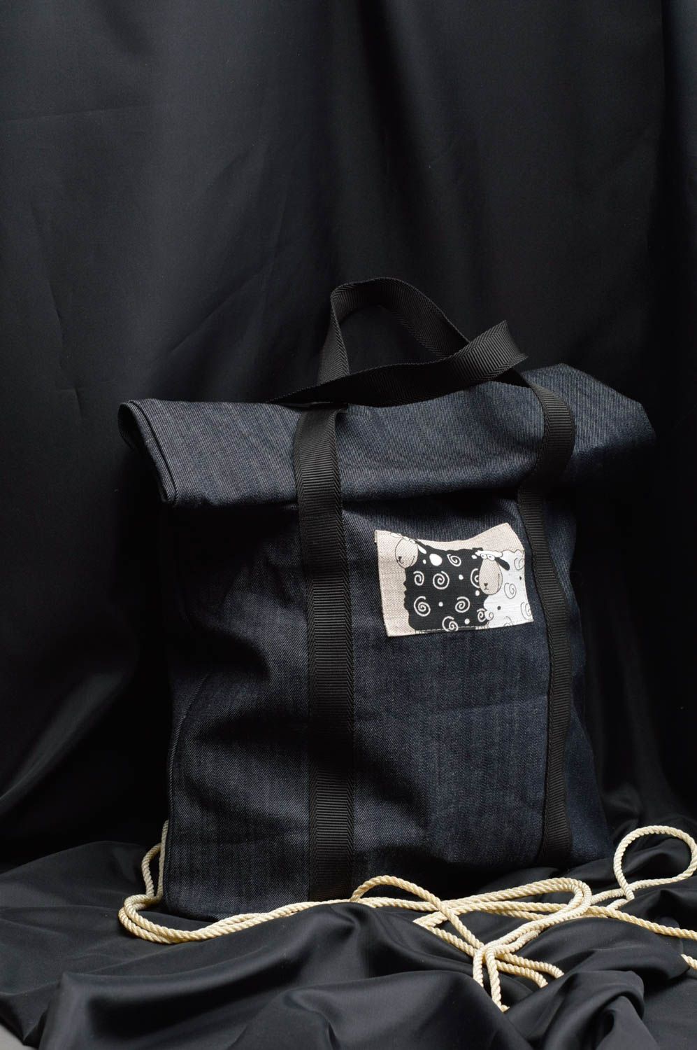 Sac à main en lin et coton fait main Sac cabas grand Accessoire femme tendance photo 1