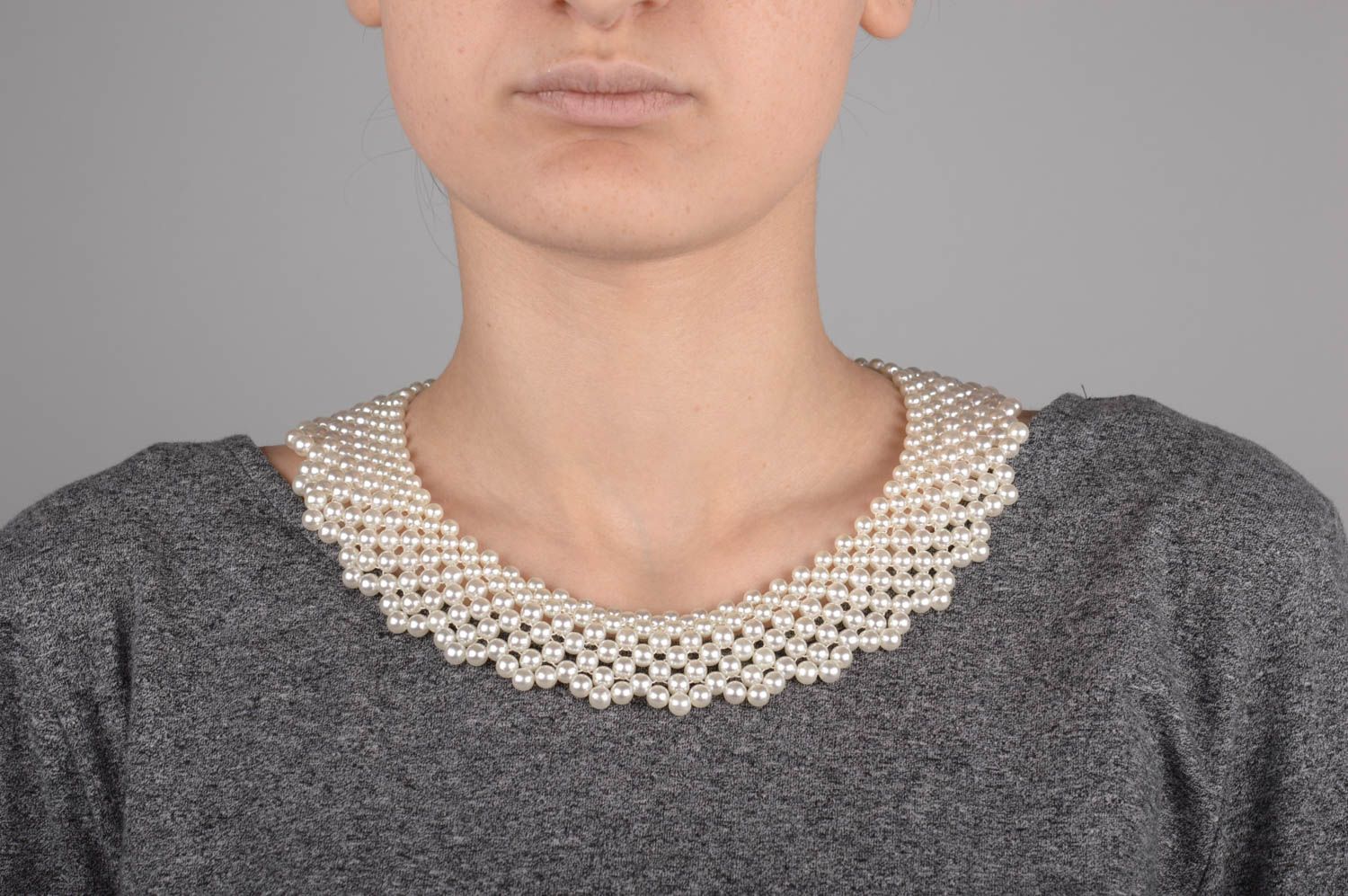 Perlen Halskette handmade Designer Schmuck Frauen Accessoire schön stilvoll foto 5