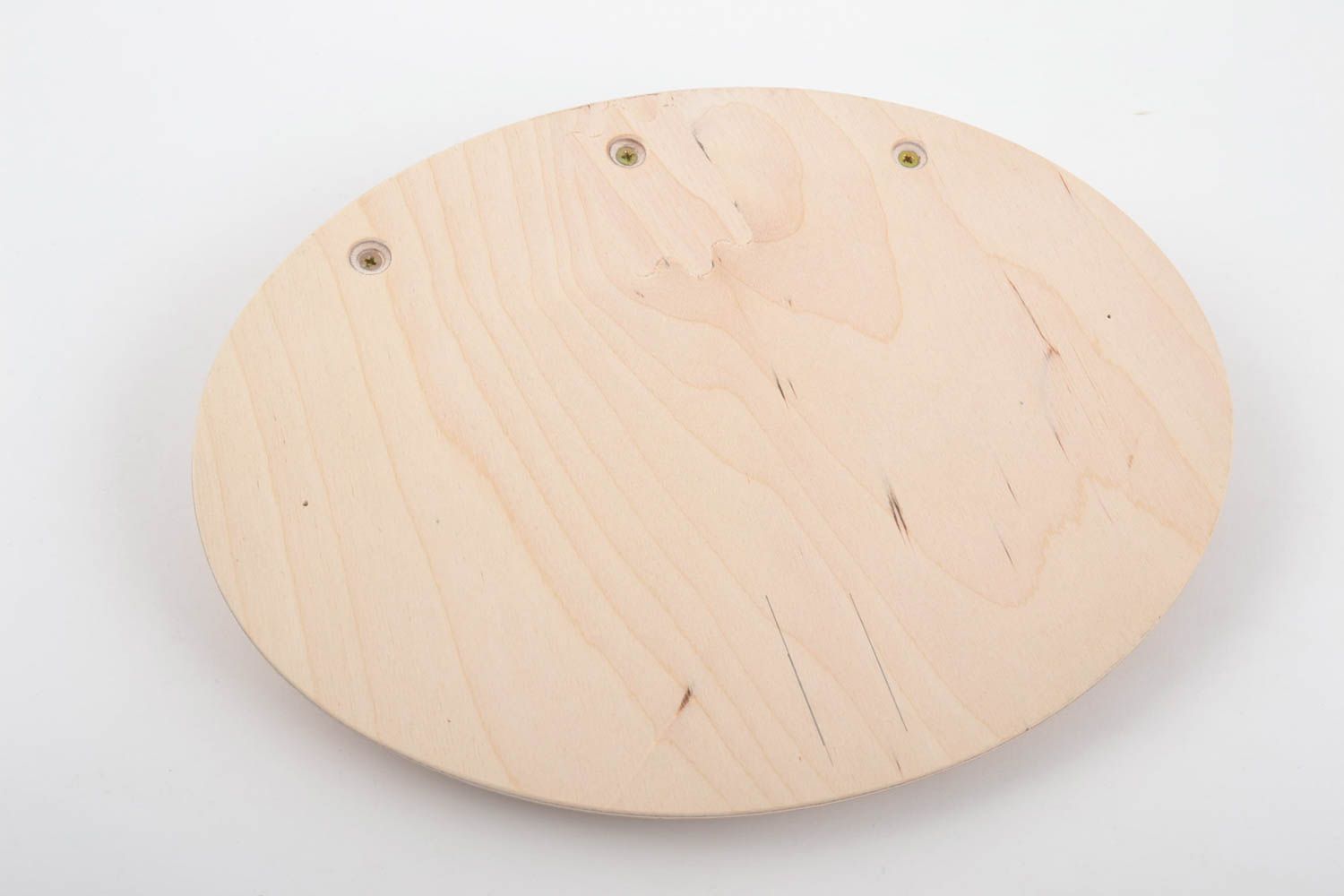Handmade ovales Schlüsselbrett aus Holz mit drei Haken Rohling unbehandelt foto 3