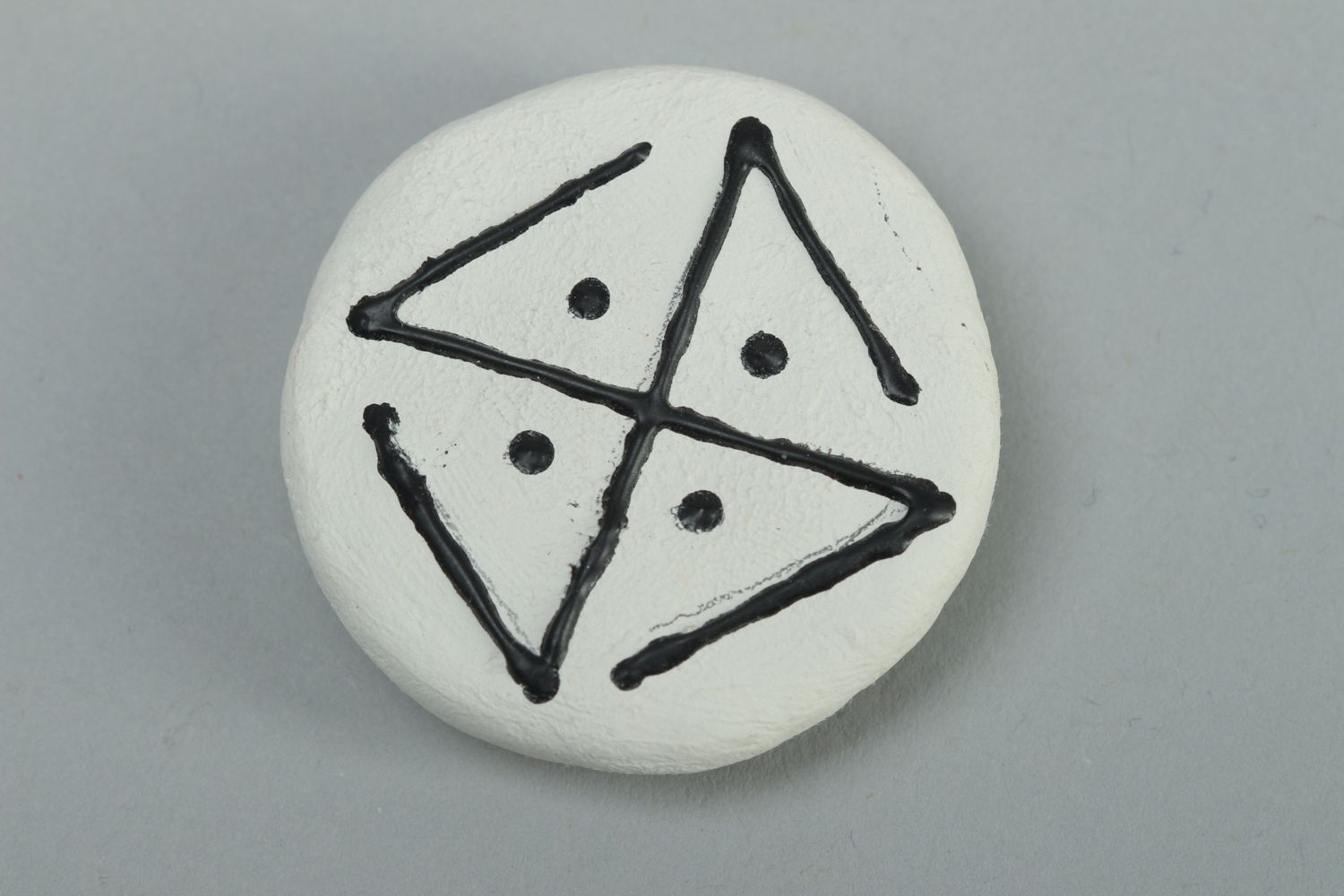 Round polymer clay fridge magnet with swastika Kolovrat photo 1