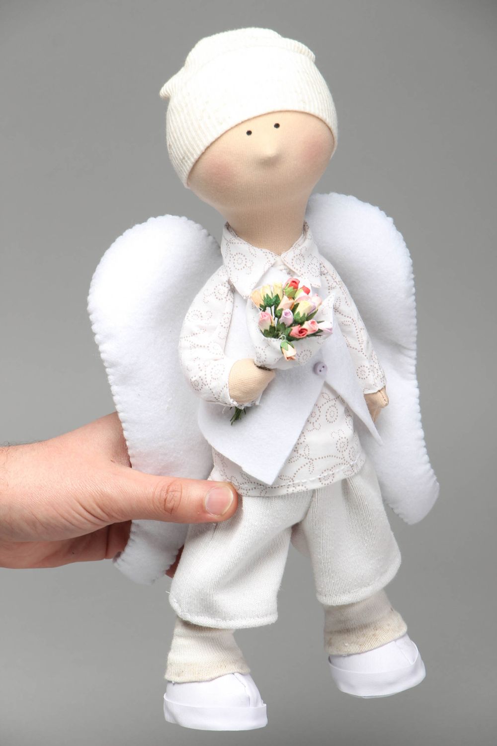 Кукла ручной работы из трикотажа Ангел-мальчик фото 4