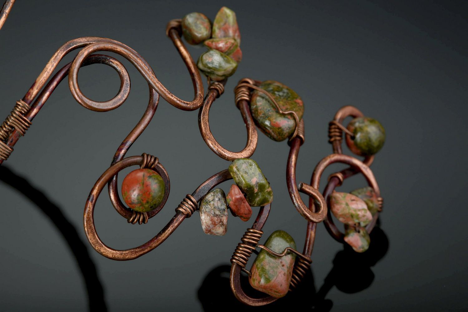 Copper bracelet with unakite Gaia photo 5