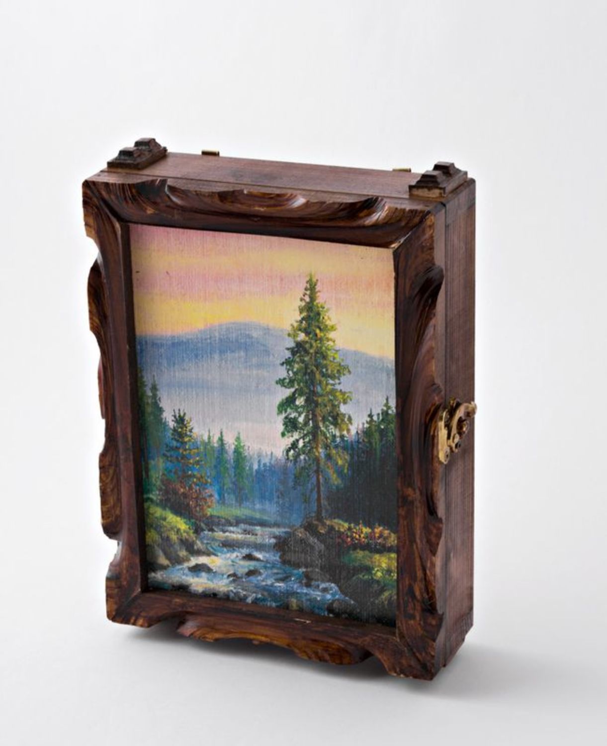Wooden wall key holder with painting photo 1