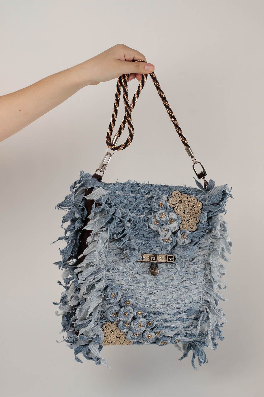 Сумка ручной работы сумка через плечо текстильная сумка джинсовая авторская фото 1