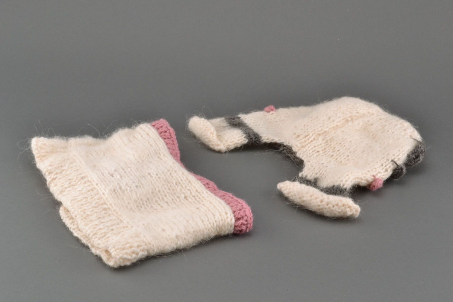 Bonnet avec oreillettes et écharpe en laine naturelle  photo 4