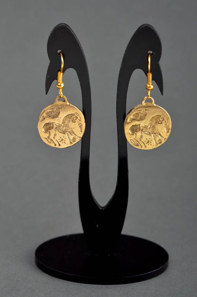 Lange Ohrhänger handmade Metall Schmuck Ohrringe für Damen Geschenk Messing foto 1