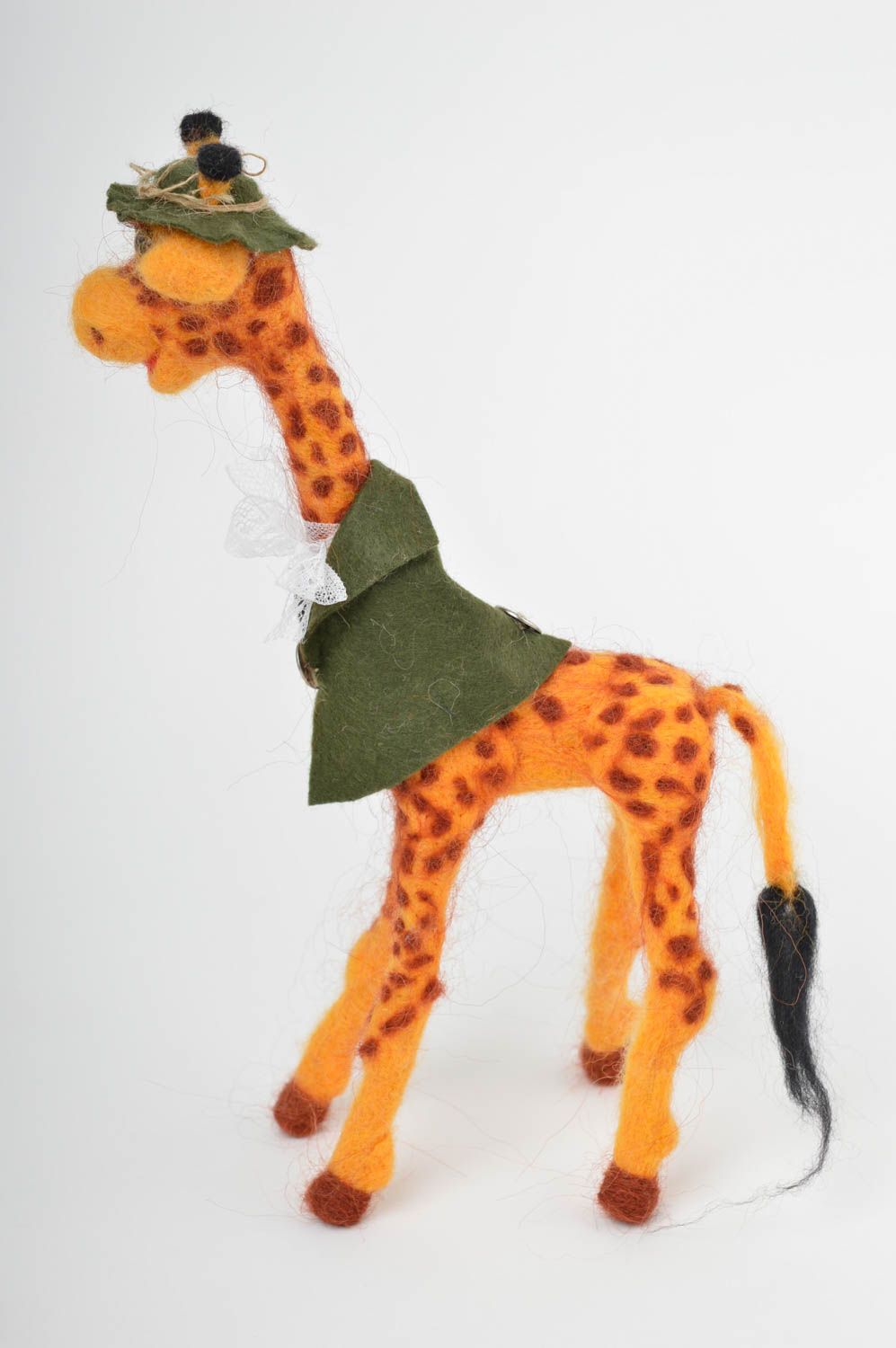 Валяная игрушка ручной работы игрушка из шерсти мягкая игрушка декор Жираф фото 4