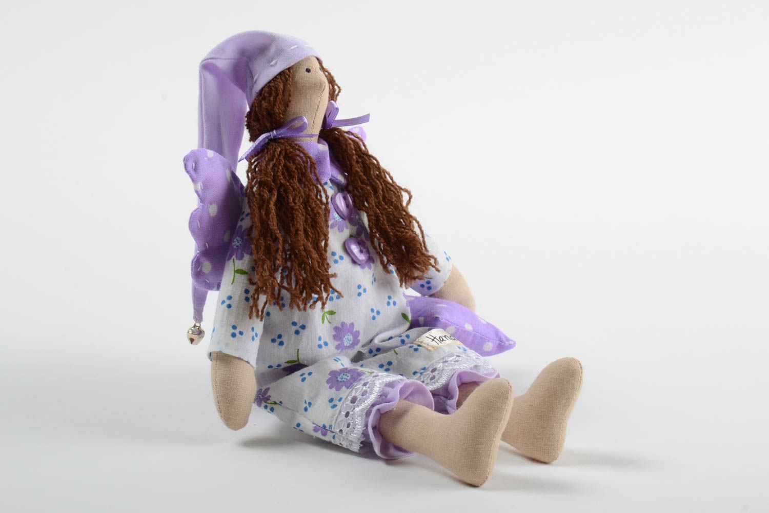 Bambola bella in stoffa fatta a mano pupazzo tessile originale d arredo foto 5
