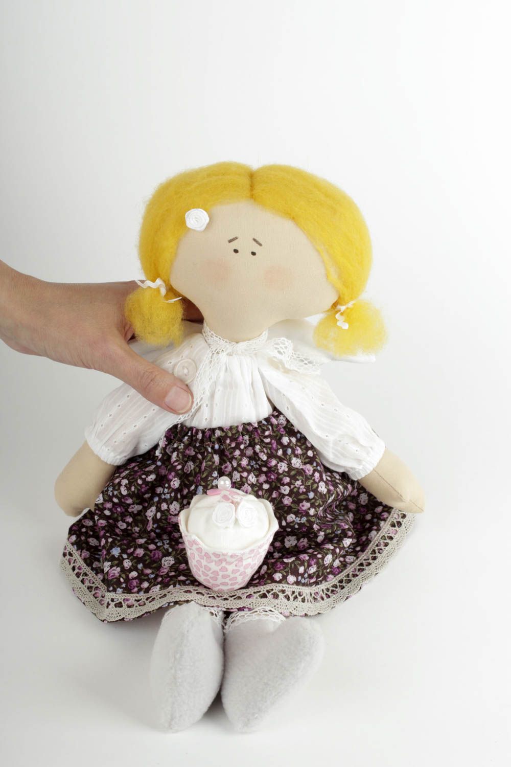 Handmade lovely doll beautiful textile toy designer unusual accessory photo 2