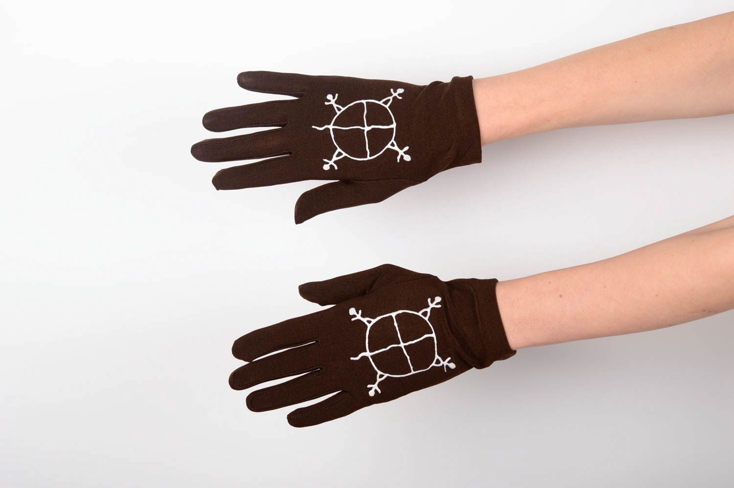 Перчатки ручной работы женские перчатки оригинальный подарок коричневые фото 5