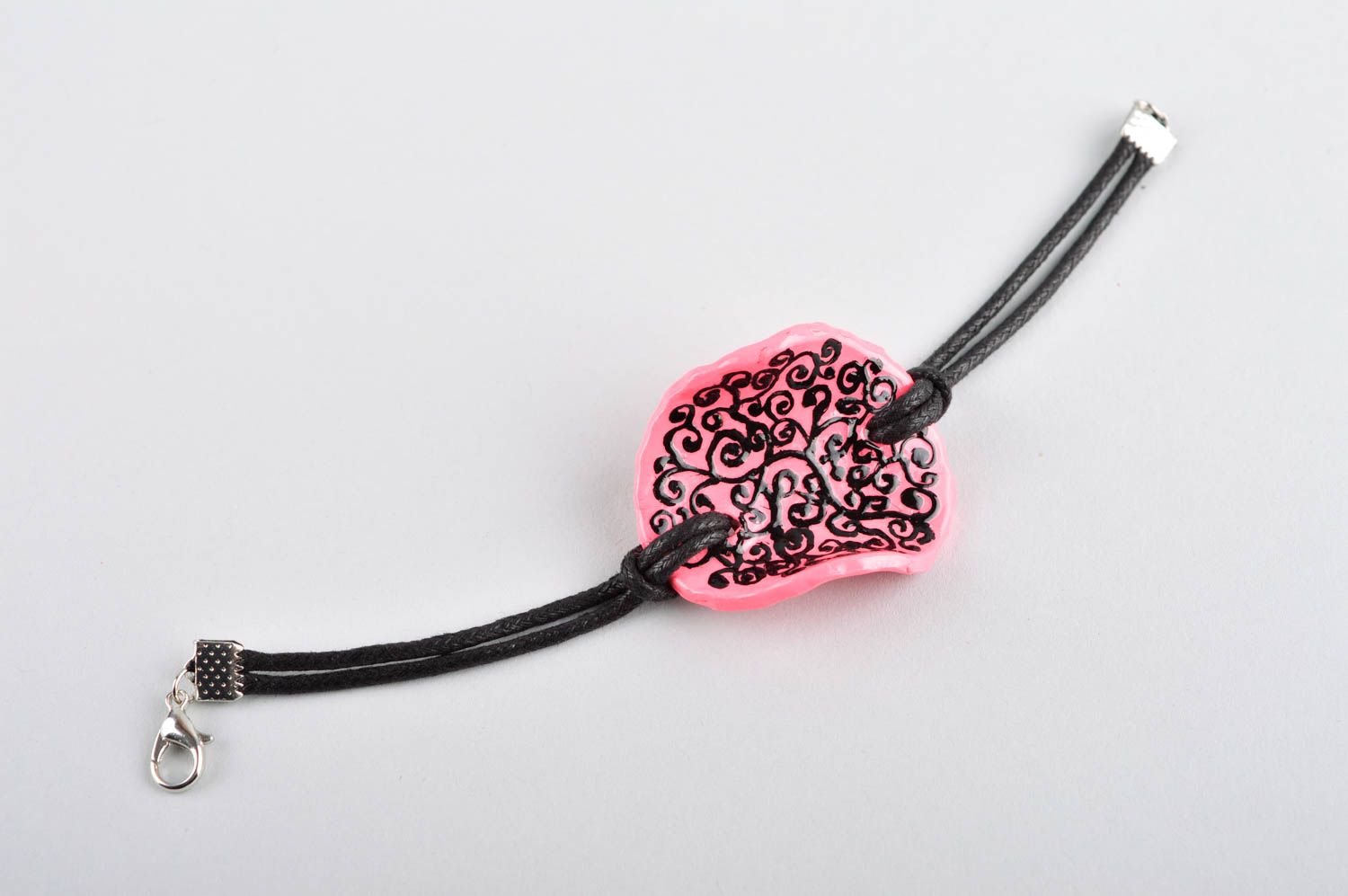 Bracelet rose Bijou fait main en pâte polymère design de créateur Cadeau femme photo 4